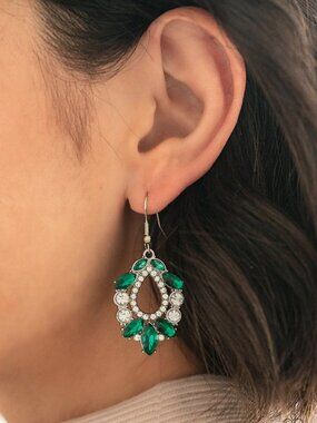 Paparazzi Jewelry Accessories - New Age Noble - Green Earrings - Vintage